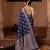 Blue embroidered pure katan silk saree
