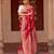 Red embroidered pure katan silk saree