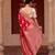 Red embroidered pure katan silk saree