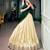 Women Cream & Dark Green Poly Kotha Tussar silk blend Onam Special Lehenga Choli with Embroidered Dupatta