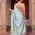 Sky blue embroidered pure katan silk saree