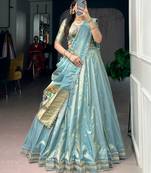 Women's Designer Paithani Silk Zari Woven Lehenga Choli with Paithani Border Dupatta