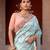 Sky blue embroidered pure katan silk saree