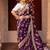Purple embroidered pure katan silk saree