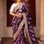 Purple embroidered pure katan silk saree