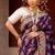 Purple embroidered pure katan silk saree