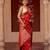 Red embroidered pure katan silk saree