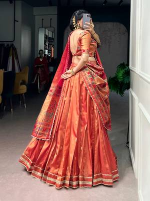 Women's Designer Paithani Silk Zari Woven Lehenga Choli with Paithani Border Dupatta 3