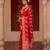 Red embroidered pure katan silk saree