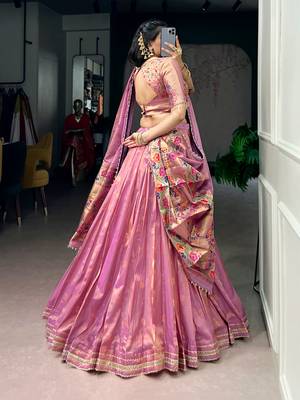 Women's Designer Paithani Silk Zari Woven Lehenga Choli with Paithani Border Dupatta 3