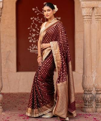 Maroon embroidered pure chiffon saree 2