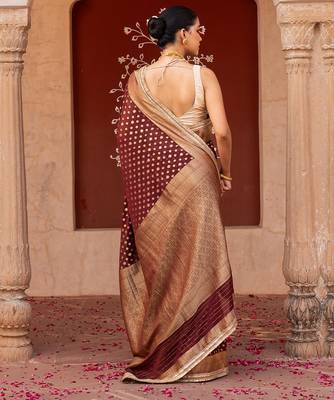 Maroon embroidered pure chiffon saree 4