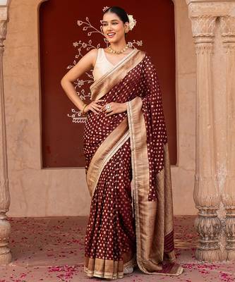 Maroon embroidered pure chiffon saree 5