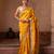 Yellow embroidered pure katan silk saree