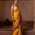 Yellow embroidered pure katan silk saree