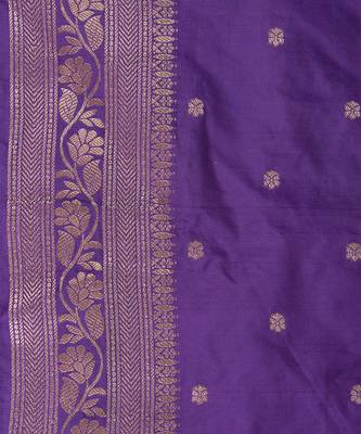 Purple embroidered pure katan silk saree 5