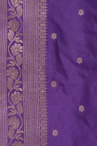 Purple embroidered pure katan silk saree