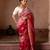 Red embroidered pure katan silk saree