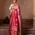 Red embroidered pure katan silk saree