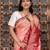 Peach embroidered pure katan silk saree