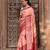 Peach embroidered pure katan silk saree