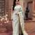 Sky blue embroidered pure monga silk saree