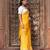 Yellow embroidered pure katan silk saree