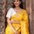 Yellow embroidered pure katan silk saree