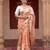 Peach embroidered pure tissue silk saree