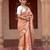 Peach embroidered pure tissue silk saree