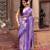 Purple embroidered pure tissue silk saree