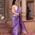 Purple embroidered pure tissue silk saree