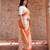 Orange embroidered pure tissue silk saree