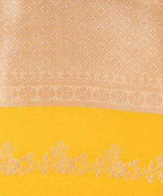 Yellow embroidered pure tissue silk saree 5