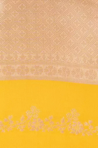 Yellow embroidered pure tissue silk saree