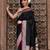 Black embroidered satin silk saree