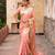 Peach embroidered pure tissue silk saree