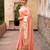 Peach embroidered pure tissue silk saree