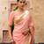 Peach embroidered pure tissue silk saree