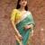Sage green embroidered pure georgette saree