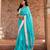 Sky blue embroidered pure georgette saree