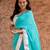Sky blue embroidered pure georgette saree