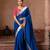 Royal blue embroidered pure georgette saree