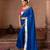 Royal blue embroidered pure georgette saree