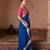 Royal blue embroidered pure georgette saree