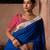Royal blue embroidered pure georgette saree