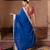 Royal blue embroidered pure georgette saree