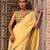 Butter yellow embroidered pure georgette saree