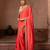 Coral orange embroidered pure georgette saree