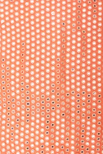Coral orange embroidered pure georgette saree
